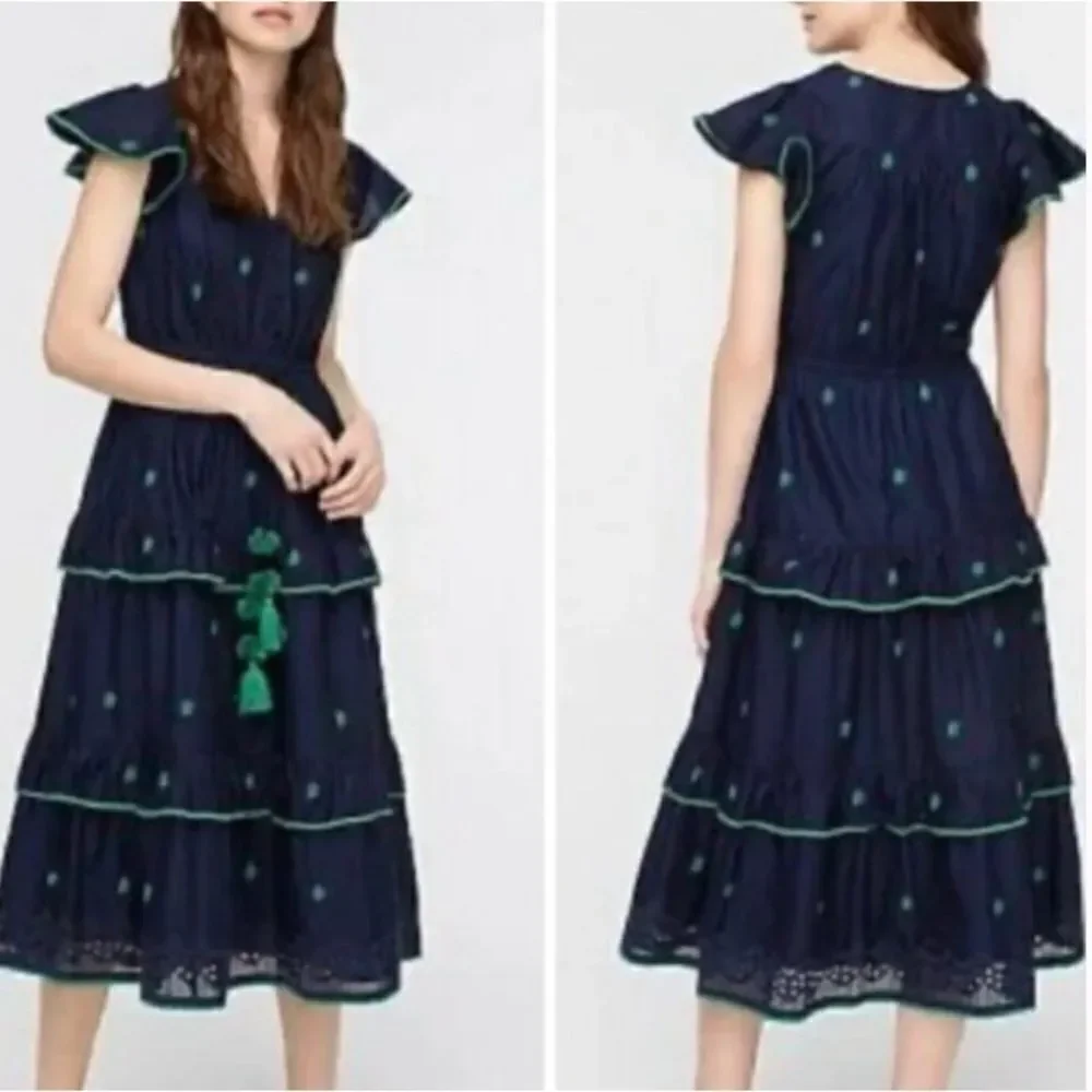 J.Crew Embroidered Midi Dress In Cotton Voile Size 10 / Néw No Tags